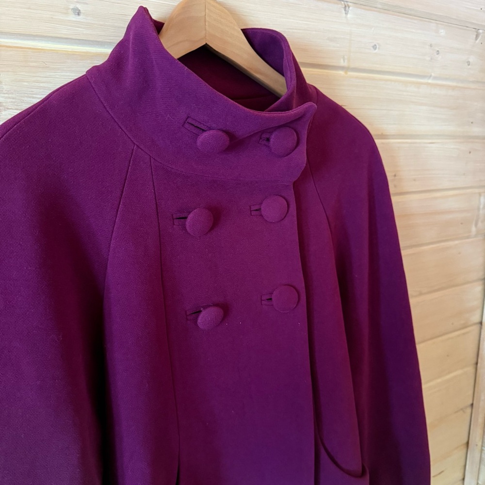 Women’s Plum Wool Blend Coat Barneys New York CO-OP Size 6 Double Breasted